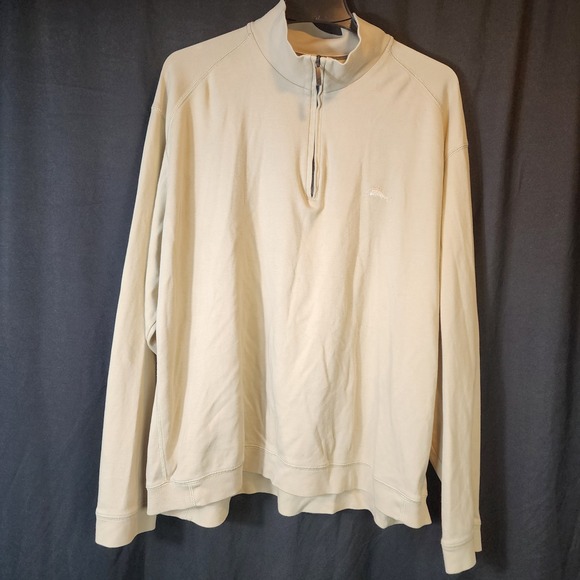 Tommy Bahama Other - Tommy Bahama Mens Beige Quarter Zip Pullover Sweatshirt Sailfish Logo Size photo